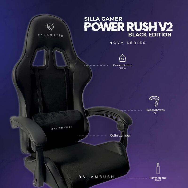 Balam Rush Silla Gamer Power V2 hasta 120kg Neg... image number null