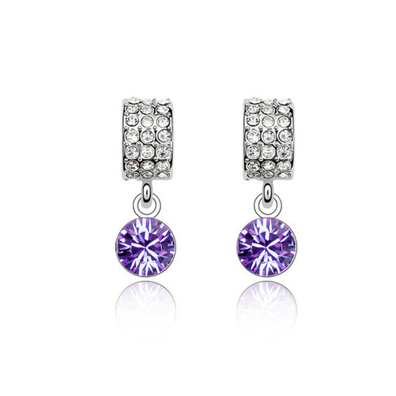 Aretes en Baño de Oro Blanco de 18K con Cristal... image number null