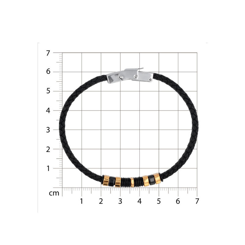 Pulsera De Acero Con Piel En Color Negro Y Apli... image number null