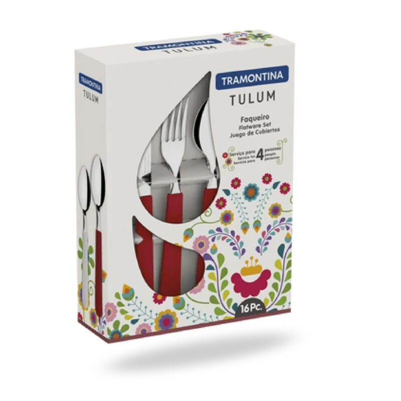 Jgo De Cubiertos Mod. TULUM Rojo 16 Pzas image number null