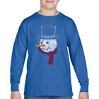 Camiseta De Manga Larga Word Art Para Ni&ntilde;o - Cara De Mu&ntilde;eco De Nieve - Azul Rey