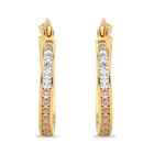 Arracadas De Oro Amarillo Felxibles 14k Con Zirconias (15 Mm Aprox)