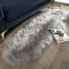 Alfombra Ashler De Piel Sint&eacute;tica Fluffy Shaggy De 60 X 180 Cm, Color Gris, Lavable A M&aacute;quina