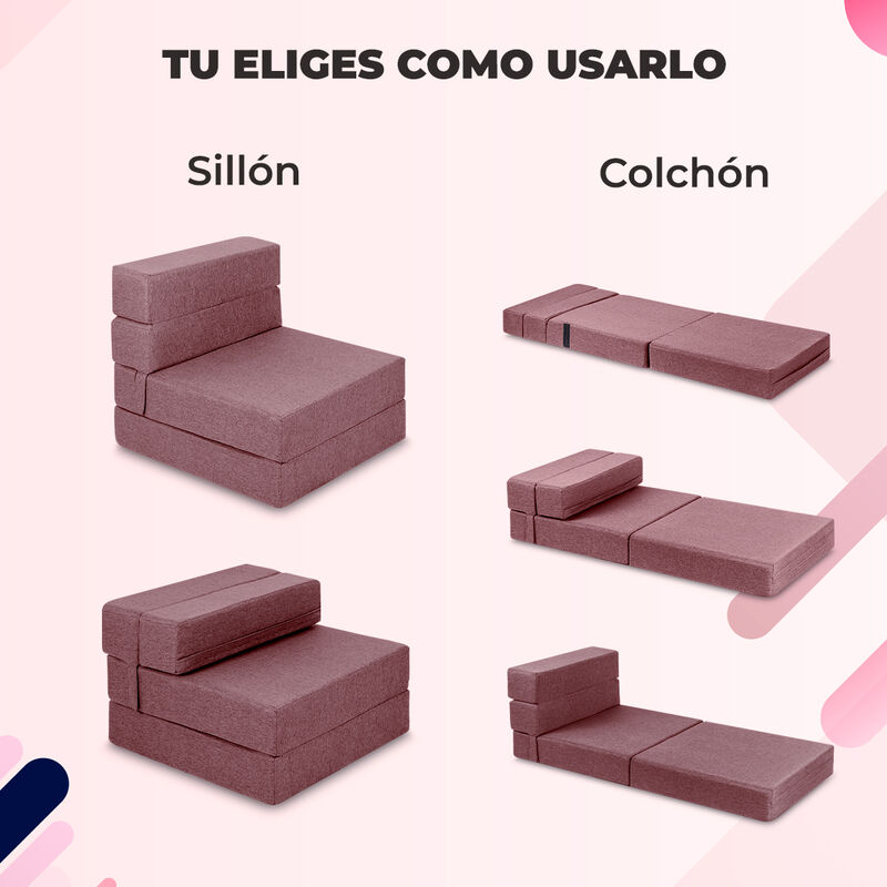 Sillón Plegable Tipo Puff Atlas Basics Rosa image number null