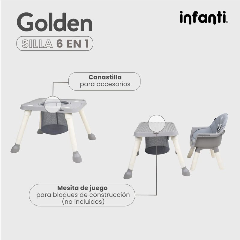 Silla Alta Infanti 6 En 1 Golden Multifuncional... image number null