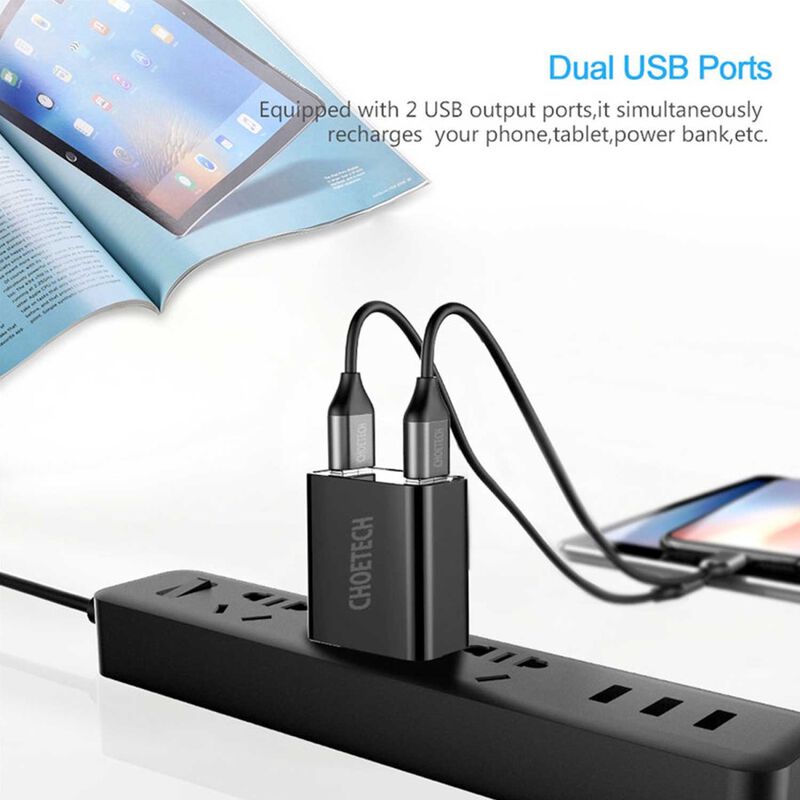 Cargador Ac Choetech 2 X Usb-a 2.2amp Universal... image number null