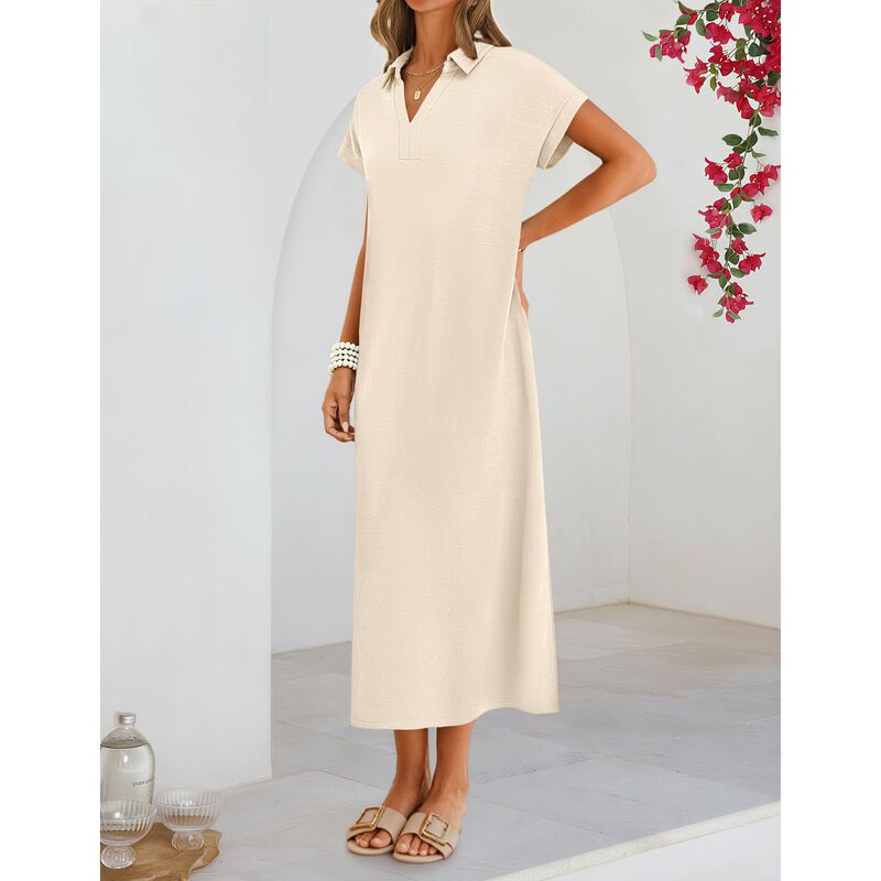 Vestido Merokeety 2026 Maxi Escote V Mangas Tip... image number null