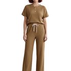 Conjunto Pantalon Y Blusa Malabis Conj-0183 Caf&eacute; Claro