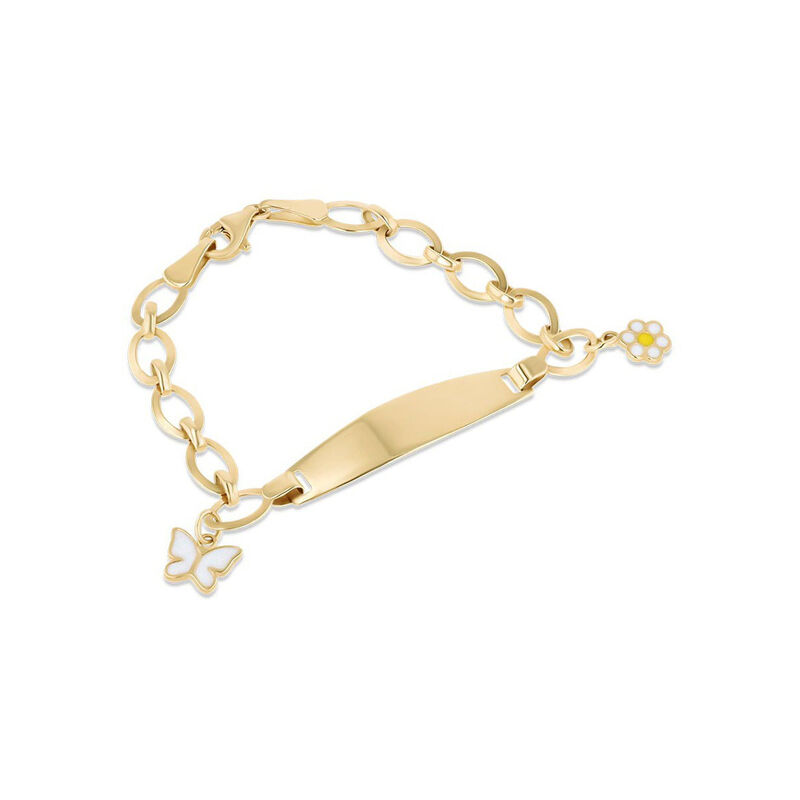 Esclava De Oro Amarillo De 14K (Mariposa Y Flor... image number null