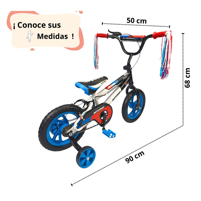 Bicicleta Infantil Ni&ntilde;os R12 Ruedas Auxiliares ... image number null