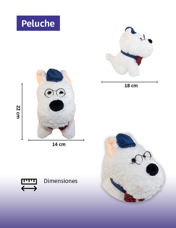 Peluche Perrito Con Boina/Lentes y Mo&ntilde;o image number null