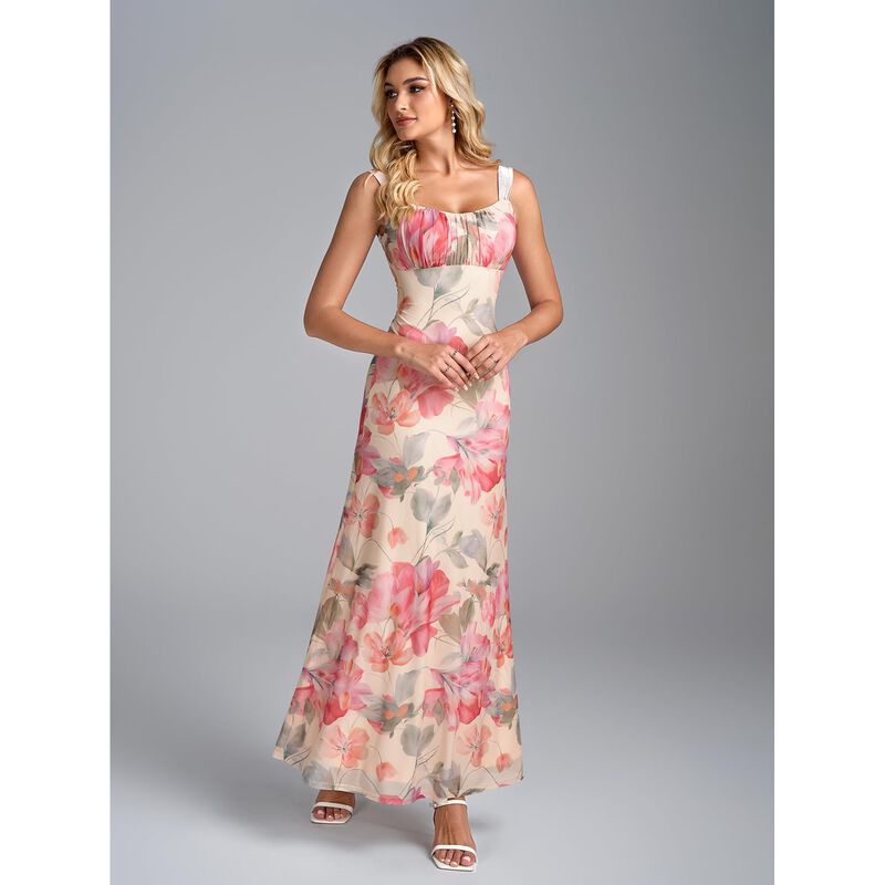 Vestido Midi Floral Parthea con Escote Cuadrado... image number null