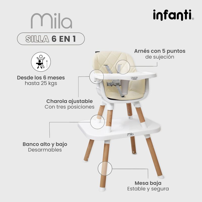 Silla Alta Mila 6 En 1 Beige image number null
