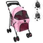 Carriola para Mascotas Cochecito para Perros y Gatos Pequeños - Medianos Ligera y Plegable con Freno Bandeja Portavasos - Rosa