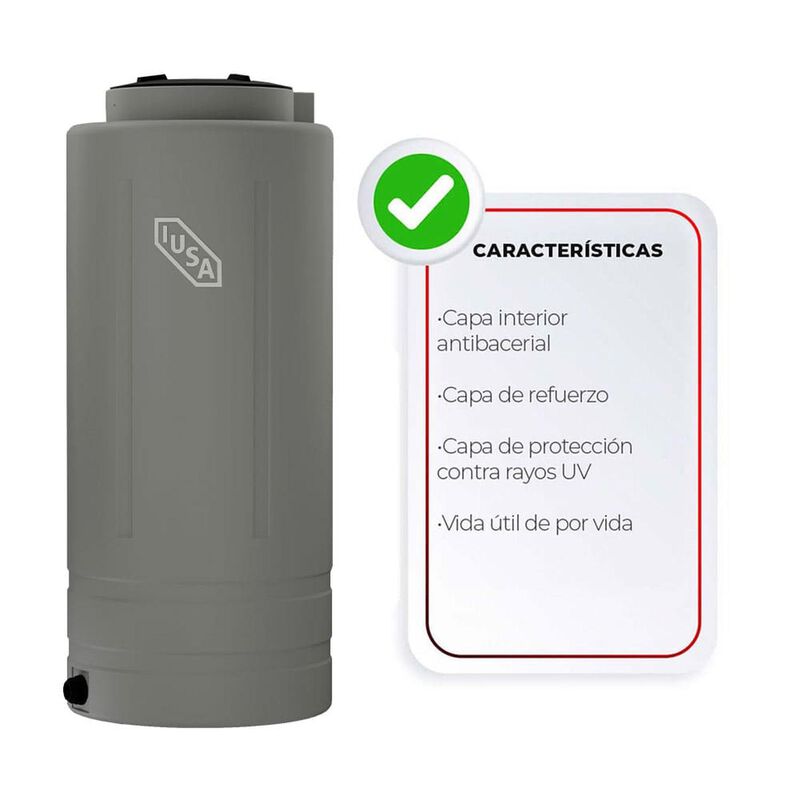 Tinaco Iusa Slim De 800 Litros Gris (sin Acceso... image number null