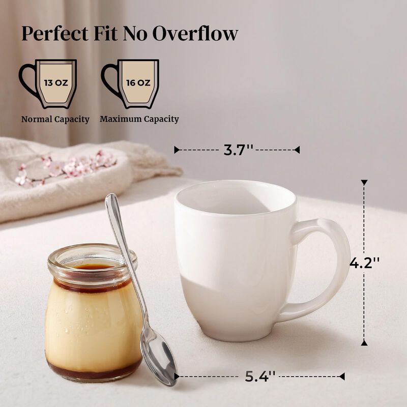 Tazas De Caf&eacute; Dowan 350 ml, Juego De 6, Blanco,... image number null