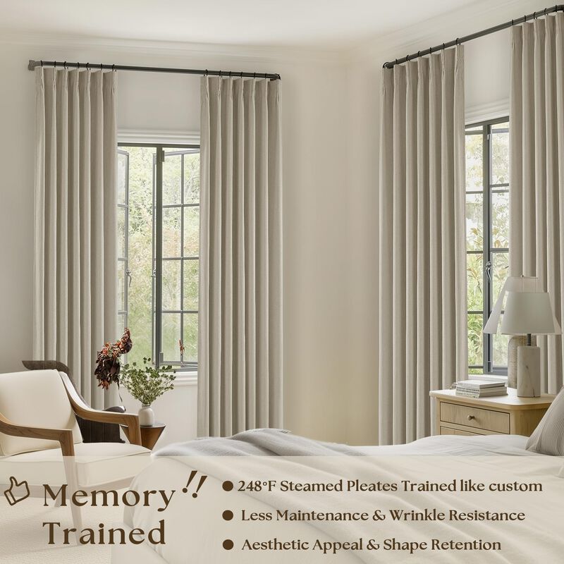 Cortinas Twodrapes 213 cm Opacas De Lino Con Pl... image number null