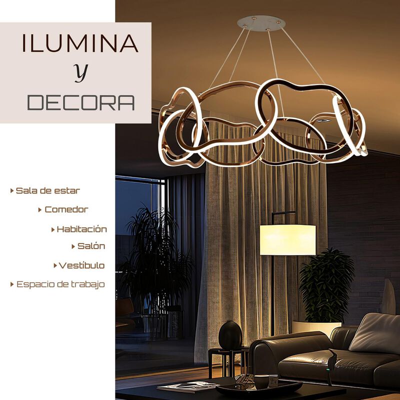 Candil De Led Colgante Aros Redondo Oro Rosado image number null