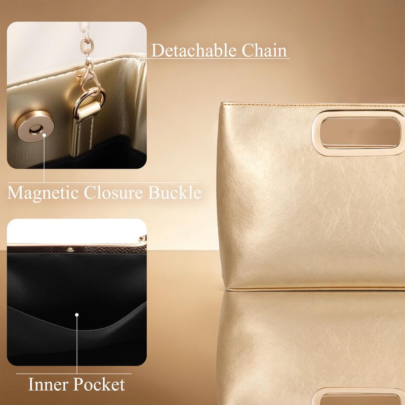 Cartera Clutch Xquizifit Dorada De Cuero Pu Con... image number null