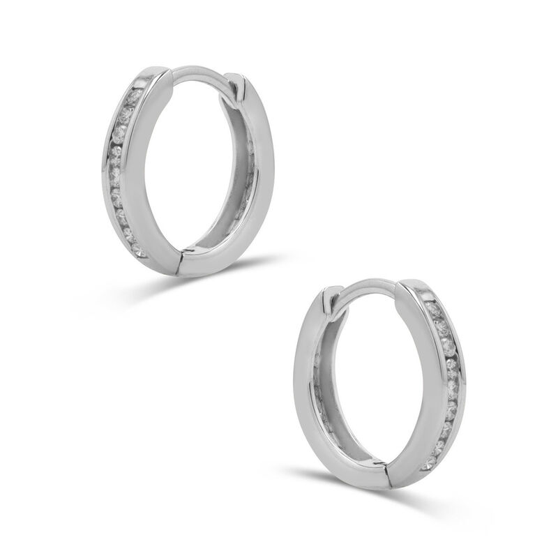 Arracadas Oro Blanco 10k Diamante 9 Mm | Joyer&iacute;... image number null