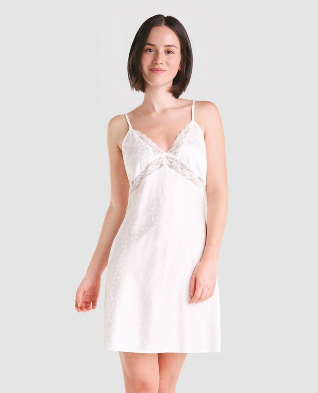 Camis&oacute;n Corto con Puntilla Jacquard Marfil image number null
