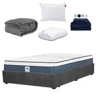 Colch&oacute;n Queen Size Cantabria + Base Cama + Almohada One + Protector Cloud + 1 Juego De S&aacute;banas Softy + Edredon Homy