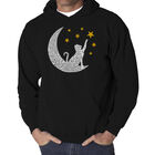 Sudadera Con Capucha Word Art Para Hombre - Gato y Luna - Negro