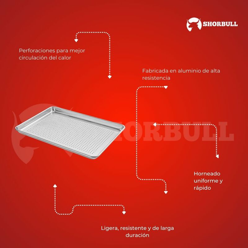 Charola Shorbull Perforada De Aluminio Para Pan... image number null