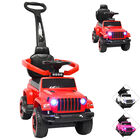 Montable Electrico para Ni&ntilde;os H&iacute;brido con Bast&oacute;n y Pedal Acelerador Barras de Seguridad Luces Bater&iacute;a 6v - Rojo