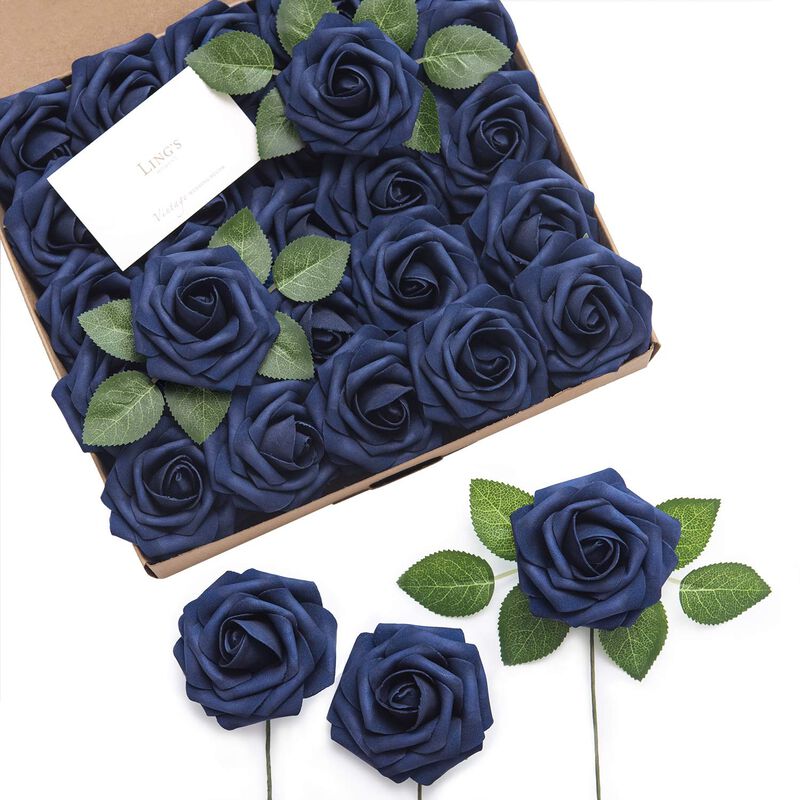 Flores Artificiales Ling's Moment, Rosas Azul M... image number null