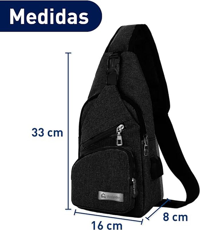 Mochila Cruzada Antirrobo Impermeable, Blueland... image number null