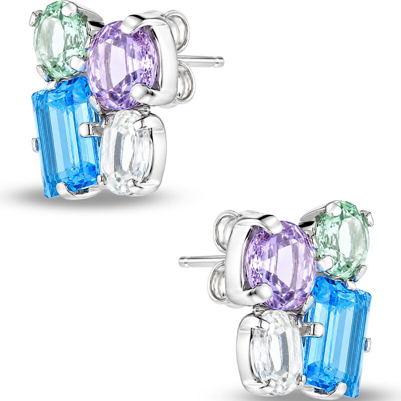 Aretes Plata Blanca 925 Con Piedras De Color image number null