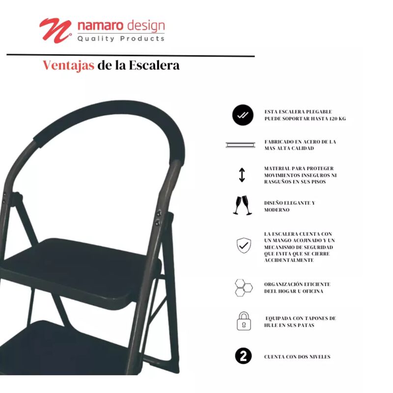 Escalera De Acero Tubular Plegable Con 2 Nivele... image number null