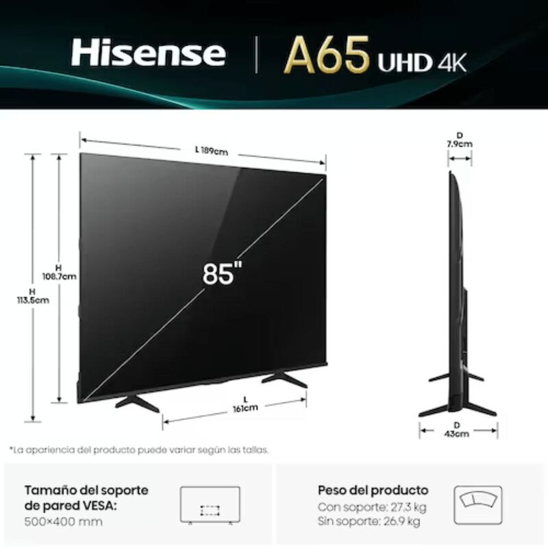 Smart Tv Hisense 85"4k Uhd A65nv image number null