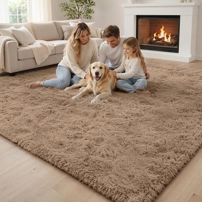 Alfombra Junhejiamei 244x152 Cm Beige De Peluch... image number null