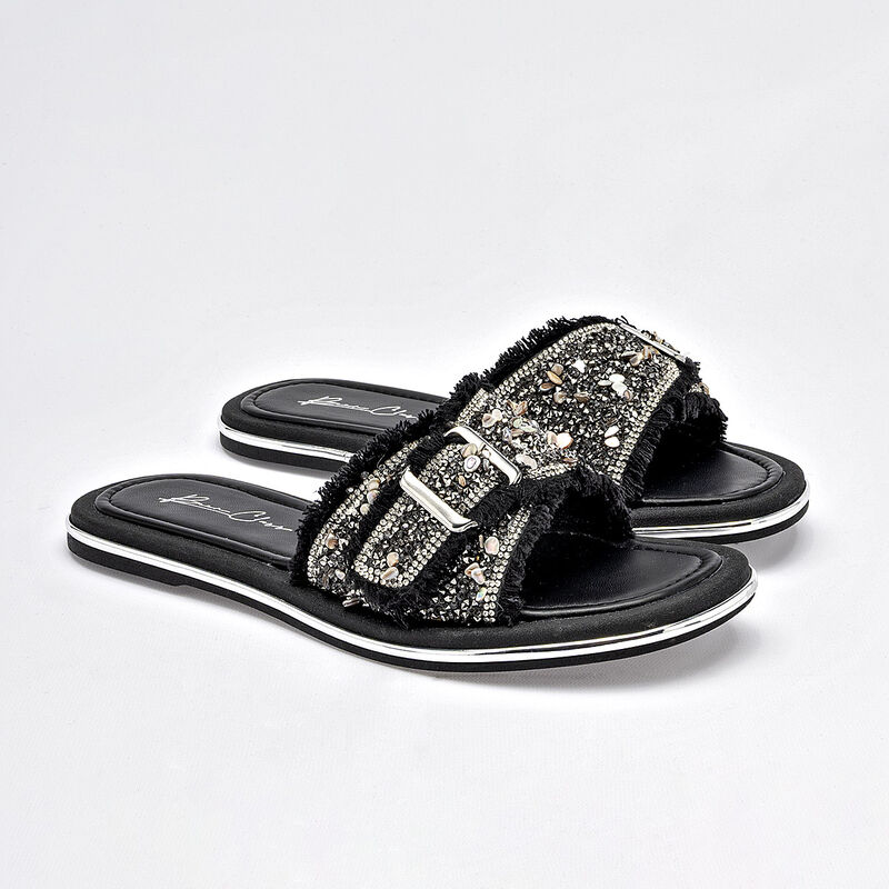 Been Class sandalia piso para mujer negro plata... image number null