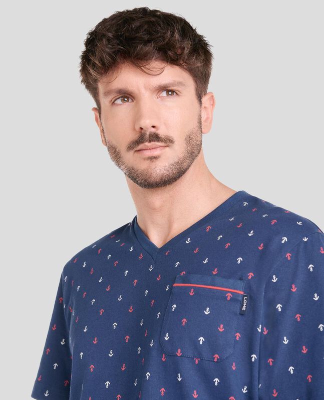 Pijama Corto con Anclas Marino image number null