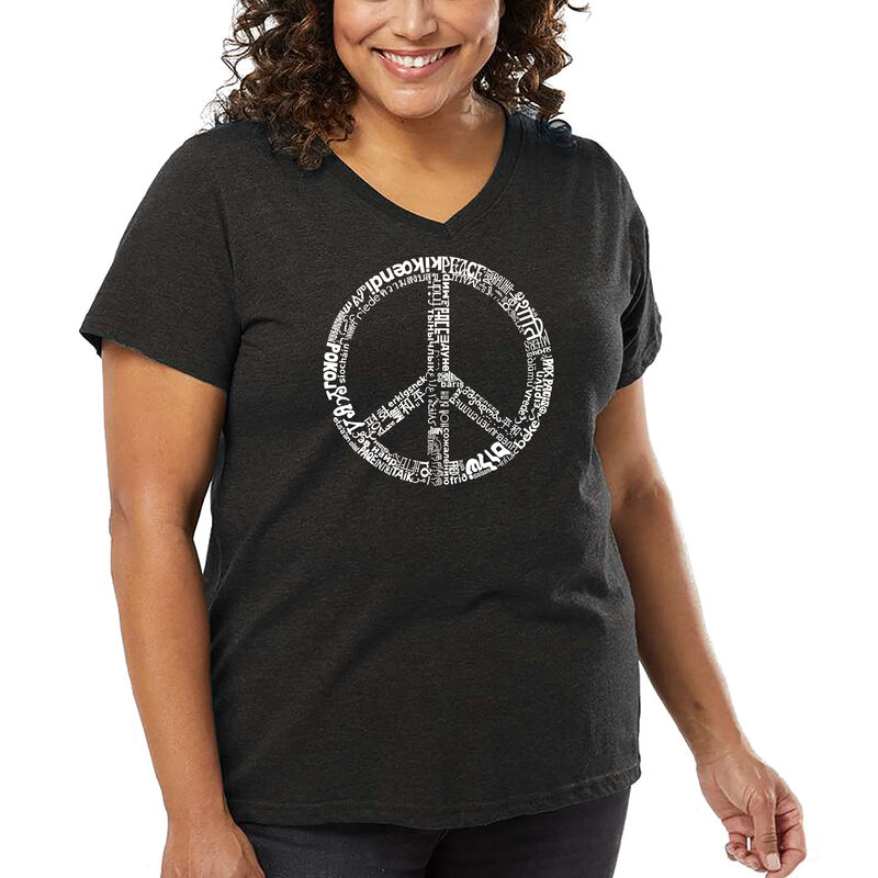 Camiseta De Talla Grande Cuello En V Word Art P... image number null