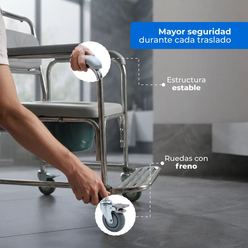 Silla Wc Plegable Aluminio Ruedas Adultos Mayor... image number null