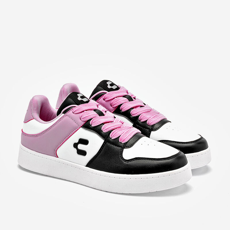 Charly tenis para mujer blanco negro rosa cod 1... image number null