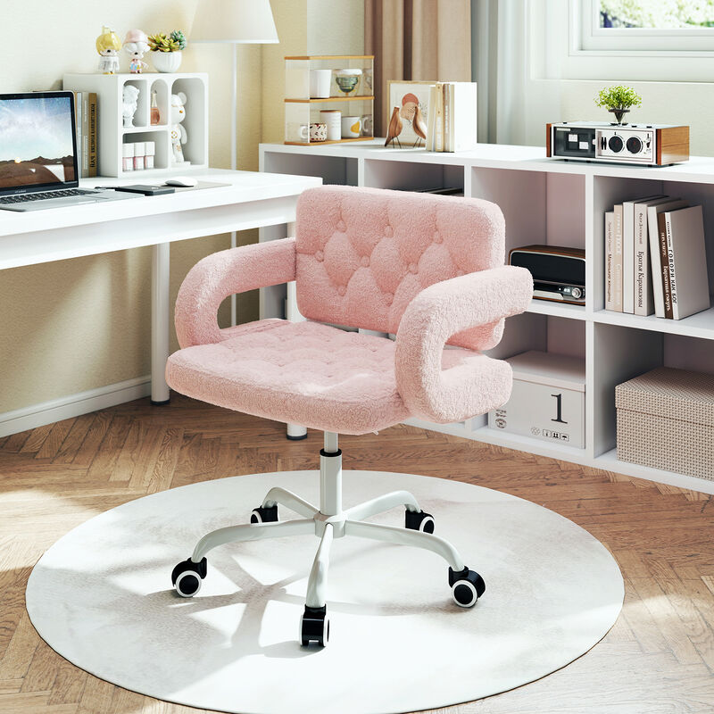 Silla De Escritorio Rosa Con Brazos, Respaldo C... image number null