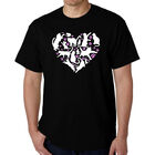 Camiseta Word Art Para Hombre - Coraz&oacute;n de Gato - Negro