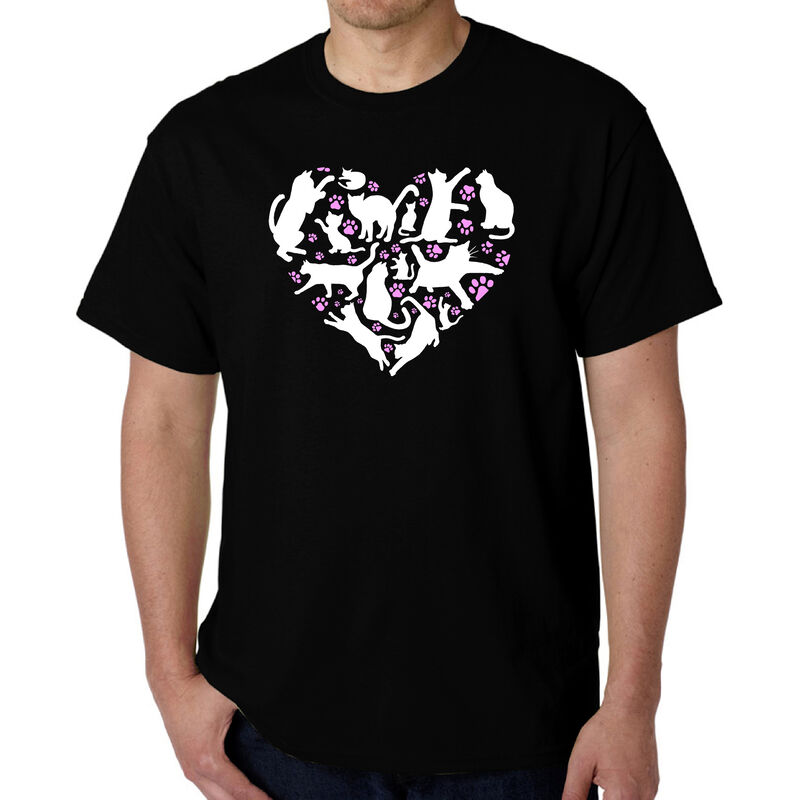 Camiseta Word Art Para Hombre - Coraz&oacute;n de Gato... image number null