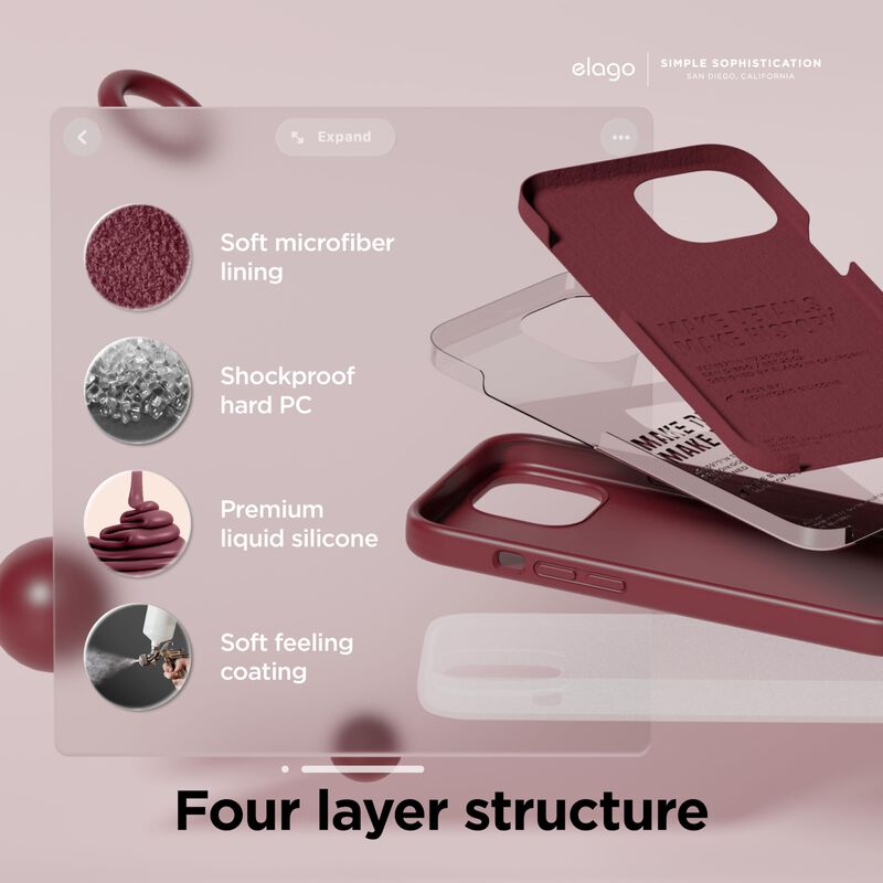 Funda Elago Silicona para iPhone 15 Burdeos image number null