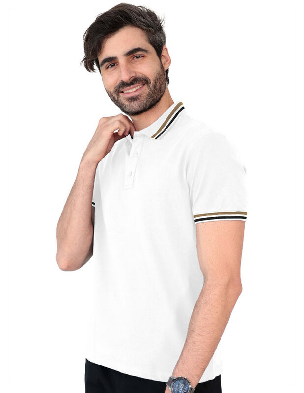 Playera Caballero Polo Cuello Abotonado Blanco ... image number null