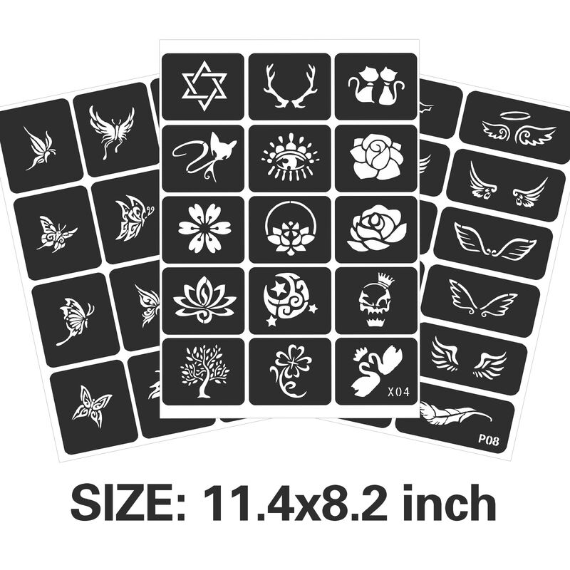 Kit De Plantillas De Tatuaje Fanost, 24 Hojas C... image number null