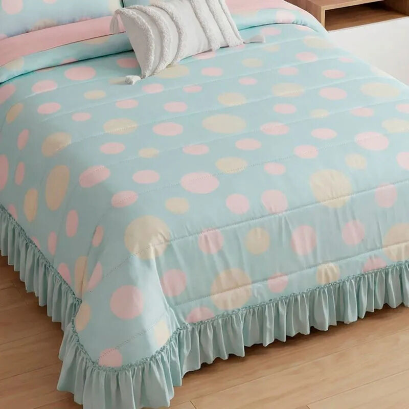 Colcha Neo Dots Menta Rosa Matrimonial Con Fund... image number null