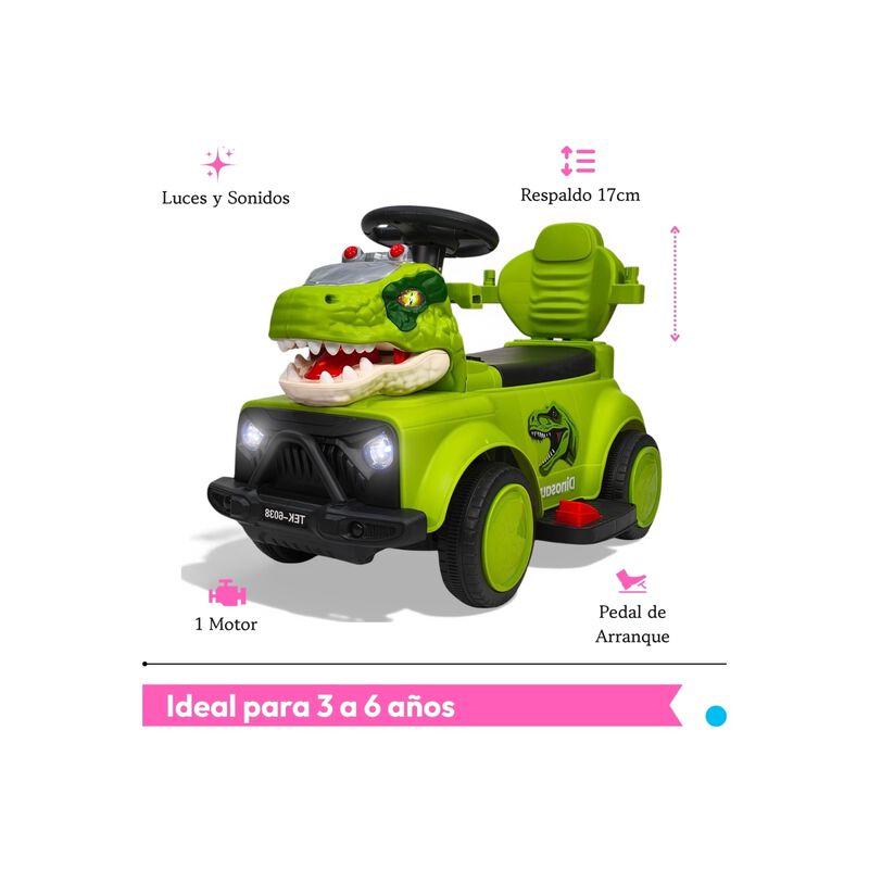 Carro Montable Dinosaurio Con Luces Sonido Y Vo... image number null