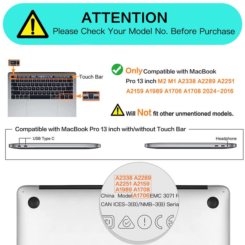 Funda Mosiso Compatible Con Macbook Pro 13 Pulg... image number null