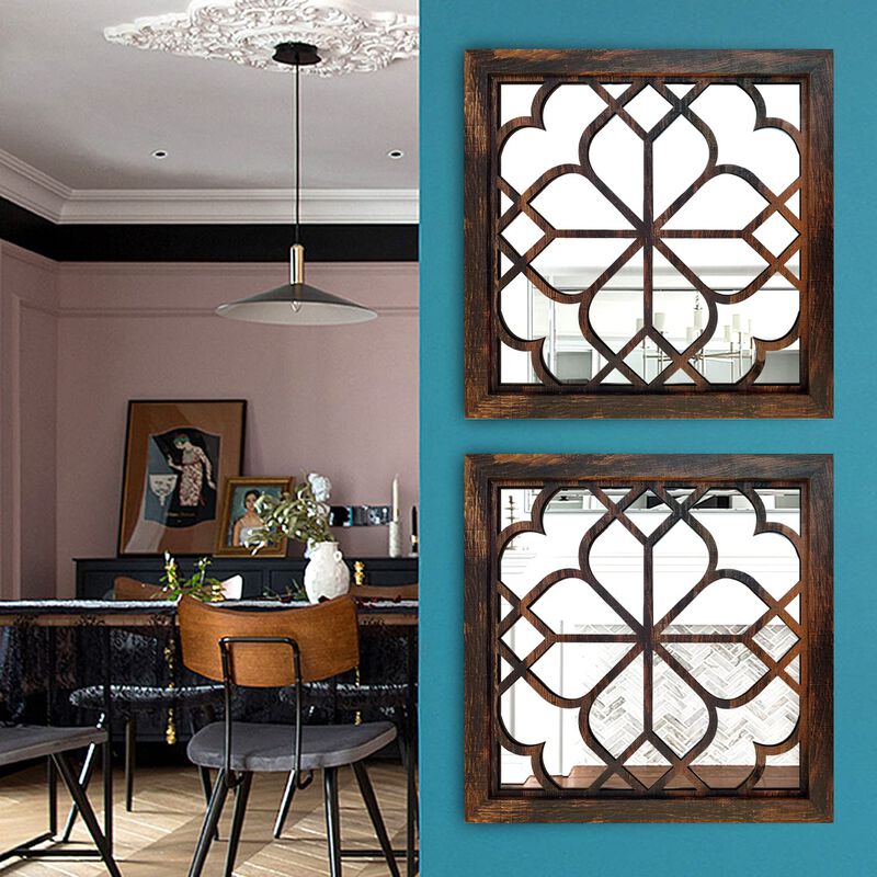 Espejo De Pared Worred Square Rustic Farmhouse ... image number null